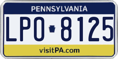 PA license plate LPO8125