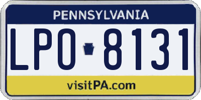 PA license plate LPO8131