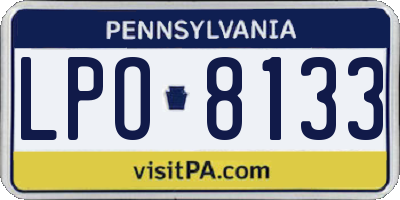 PA license plate LPO8133