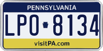 PA license plate LPO8134