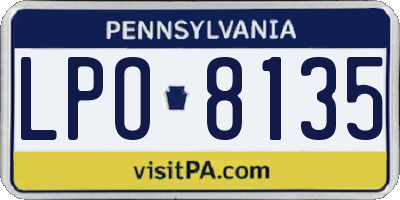 PA license plate LPO8135