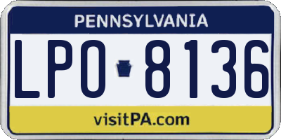 PA license plate LPO8136