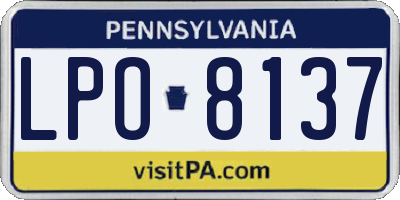 PA license plate LPO8137