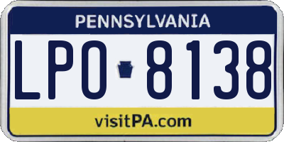 PA license plate LPO8138