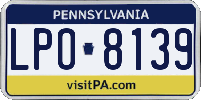 PA license plate LPO8139