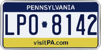 PA license plate LPO8142