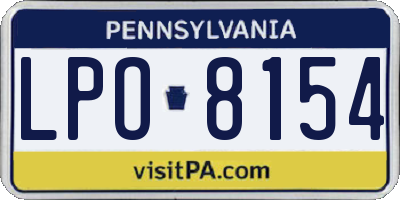 PA license plate LPO8154