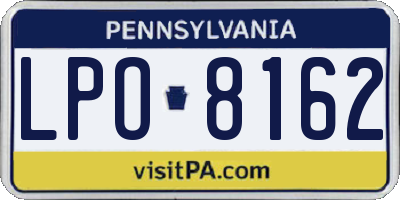 PA license plate LPO8162