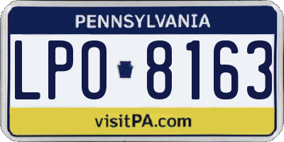 PA license plate LPO8163