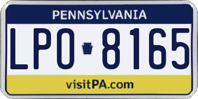 PA license plate LPO8165