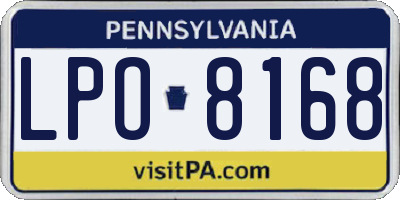 PA license plate LPO8168