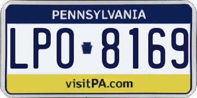 PA license plate LPO8169