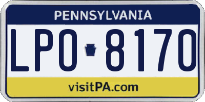 PA license plate LPO8170