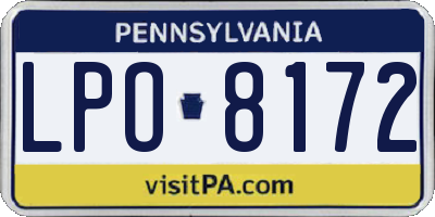 PA license plate LPO8172