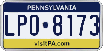 PA license plate LPO8173