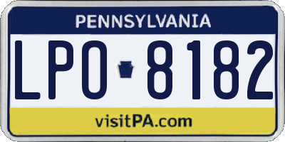 PA license plate LPO8182