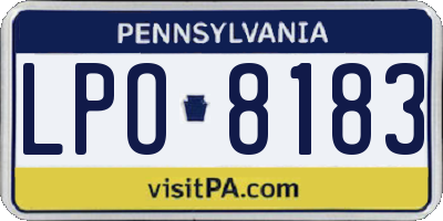 PA license plate LPO8183