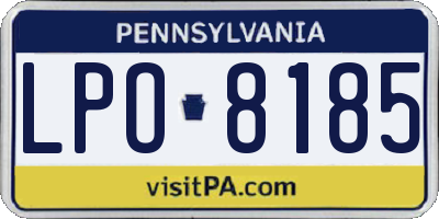 PA license plate LPO8185