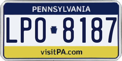 PA license plate LPO8187