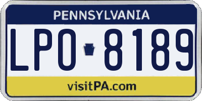 PA license plate LPO8189
