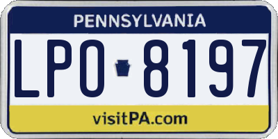 PA license plate LPO8197