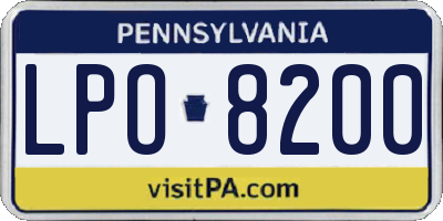 PA license plate LPO8200