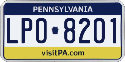 PA license plate LPO8201