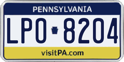 PA license plate LPO8204