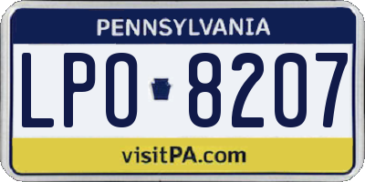 PA license plate LPO8207