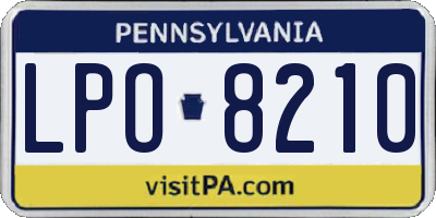 PA license plate LPO8210