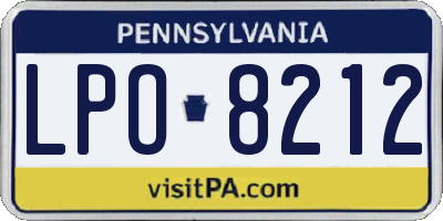 PA license plate LPO8212