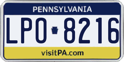 PA license plate LPO8216