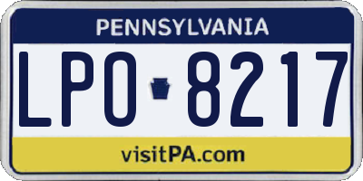 PA license plate LPO8217