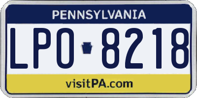 PA license plate LPO8218