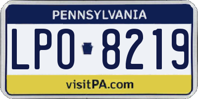 PA license plate LPO8219