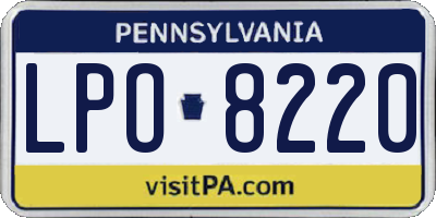 PA license plate LPO8220