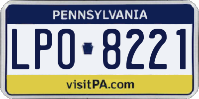 PA license plate LPO8221