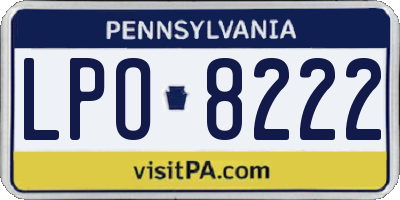 PA license plate LPO8222