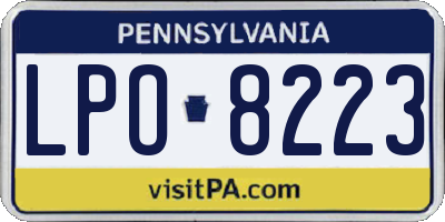 PA license plate LPO8223