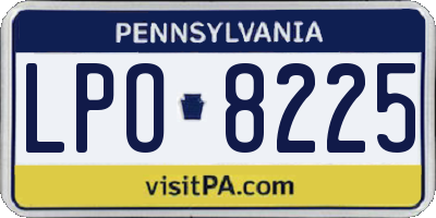 PA license plate LPO8225