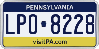 PA license plate LPO8228