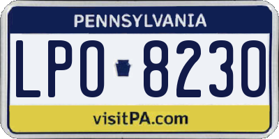 PA license plate LPO8230