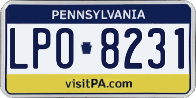 PA license plate LPO8231