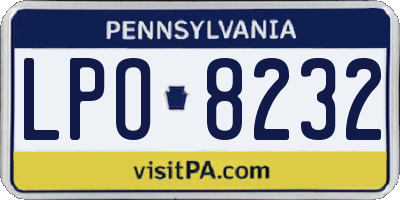 PA license plate LPO8232