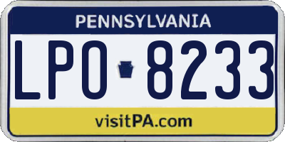 PA license plate LPO8233