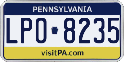 PA license plate LPO8235