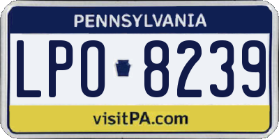 PA license plate LPO8239