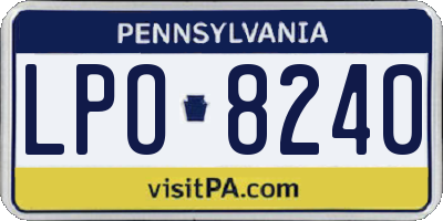 PA license plate LPO8240