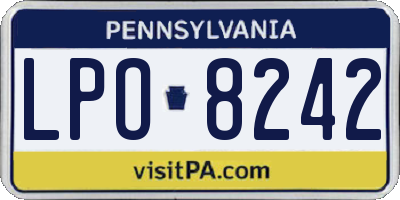 PA license plate LPO8242