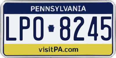 PA license plate LPO8245